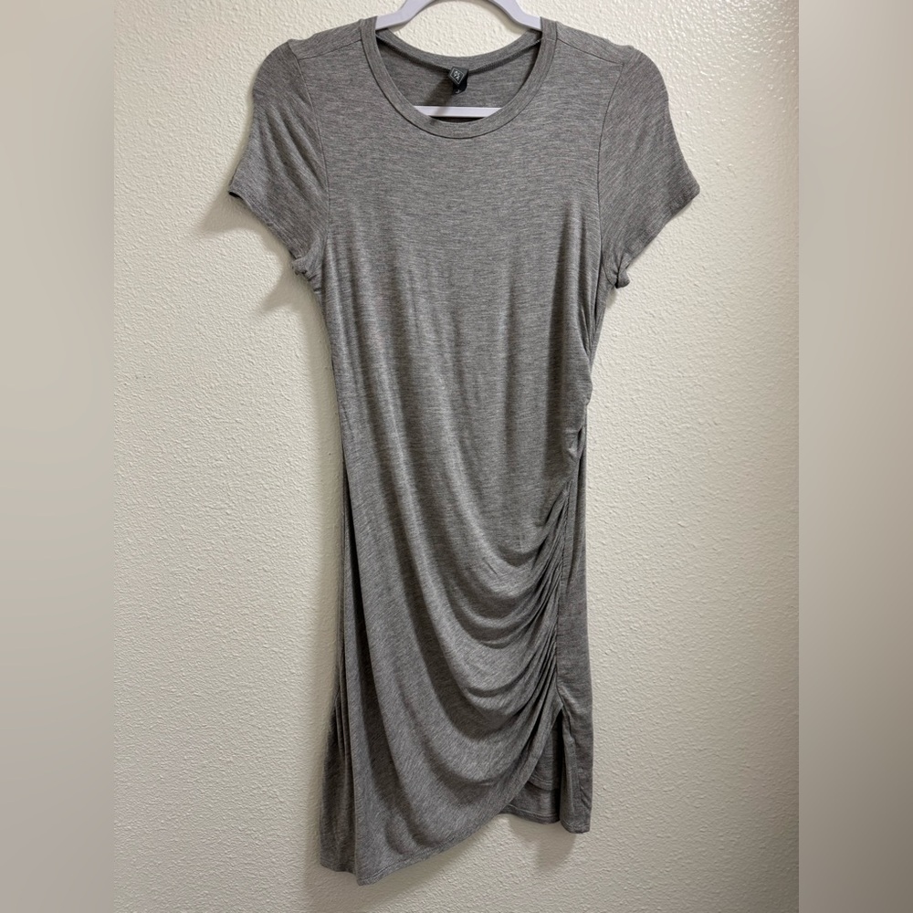 Alya Bodycon T Shirt Dress Stretch Gathered Side Lightweight Gray Womens Large